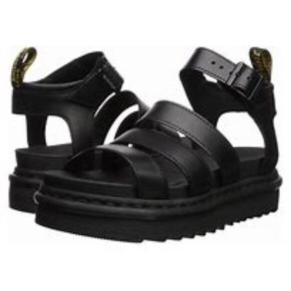 Dr. Martens Shoes - DR. MARTENS Blaire Womens Sz 8 Black Leather Strappy Gladiator Sandals